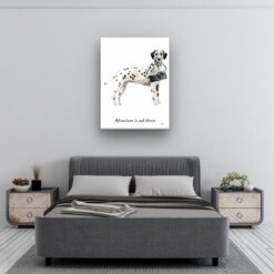 Adventure is out there Dalmatian dog canvas print illustration. Pre-stretched wall art ready to hang 11 adventure is out there portrait canvas dalmatian 30x40 bedroom