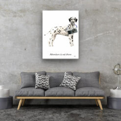 Adventure is out there Dalmatian dog canvas print illustration. Pre-stretched wall art ready to hang 13 adventure is out there portrait canvas dalmatian 30x40 living room