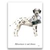 Adventure is out there Dalmatian dog canvas print illustration. Pre-stretched wall art ready to hang 1 adventure is out there portrait canvas dalmatian print front view