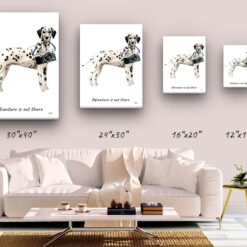Adventure is out there Dalmatian dog canvas print illustration. Pre-stretched wall art ready to hang 9 adventure is out there portrait canvas dalmatian size comparison