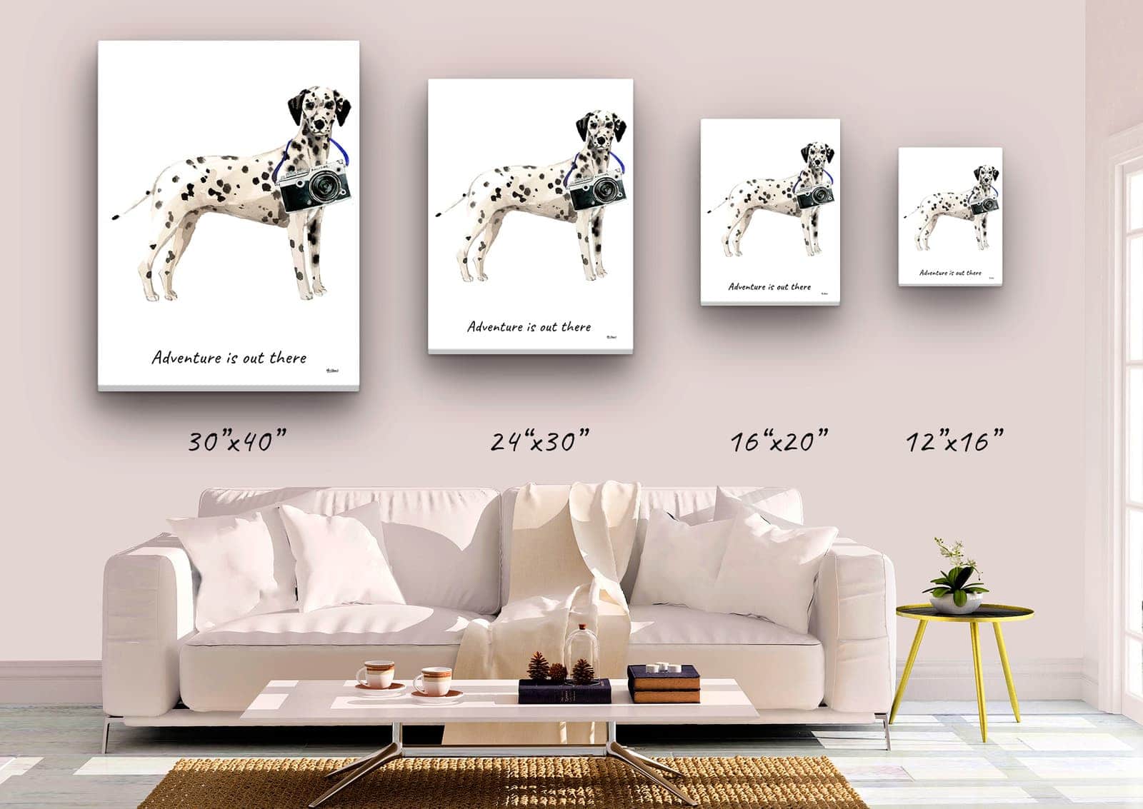 Adventure is out there Dalmatian dog canvas print illustration. Pre-stretched wall art ready to hang 4 Adventure is out there Dalmatian dog canvas print illustration. Pre-stretched wall art ready to hang - Image 2