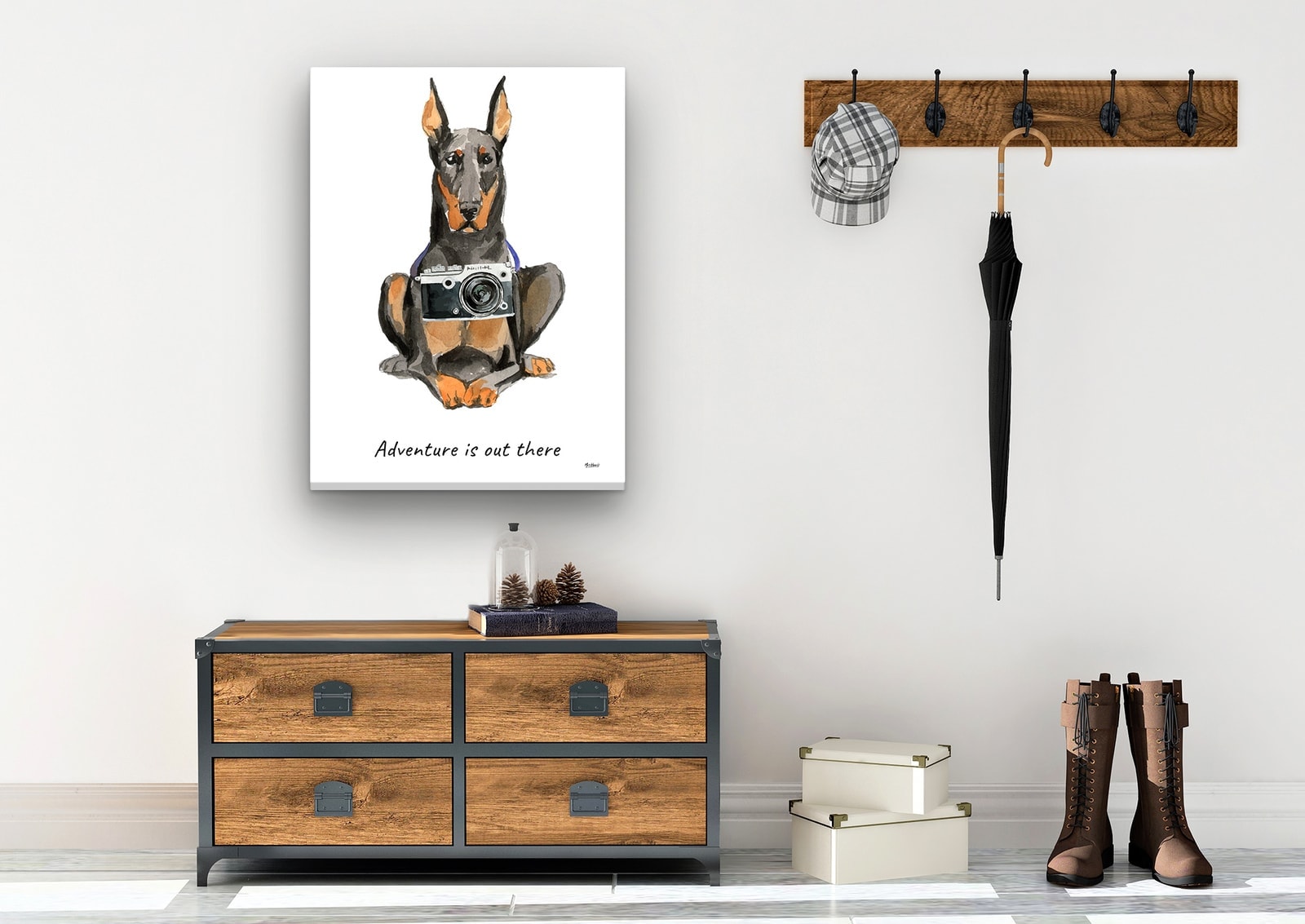 Adventure is out there Doberman dog canvas print illustration. Pre-stretched wall art ready to hang 7 Adventure is out there Doberman dog canvas print illustration. Pre-stretched wall art ready to hang - Image 5