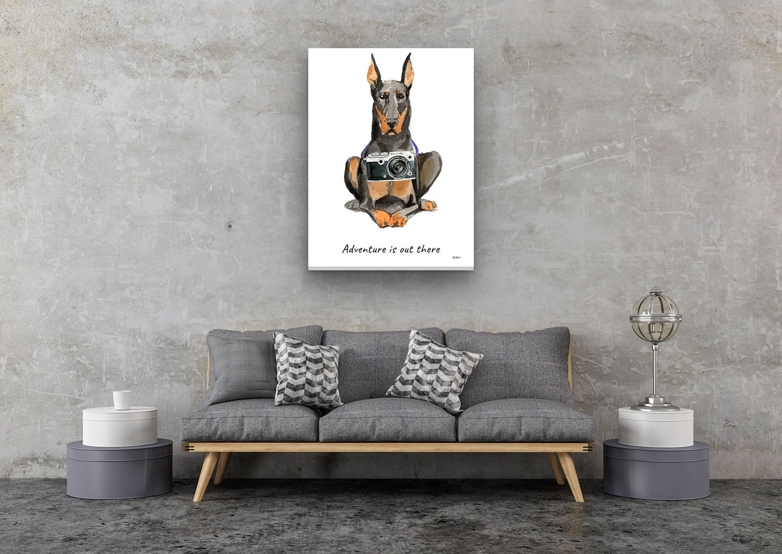 Adventure is out there Doberman dog canvas print illustration. Pre-stretched wall art ready to hang 8 Adventure is out there Doberman dog canvas print illustration. Pre-stretched wall art ready to hang - Image 6