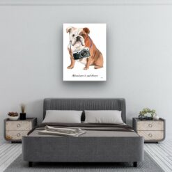 adventure is out there portrait canvas english bulldog 30x40 bedroom