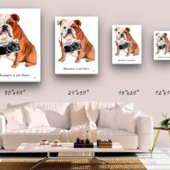 adventure is out there portrait canvas english bulldog size comparison