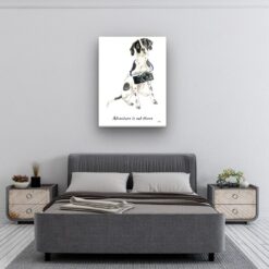 Adventure is out there English Pointer dog canvas print illustration. Pre-stretched wall art ready to hang 11 adventure is out there portrait canvas english pointer 30x40 bedroom