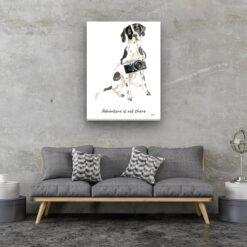 Adventure is out there English Pointer dog canvas print illustration. Pre-stretched wall art ready to hang 13 adventure is out there portrait canvas english pointer 30x40 living room