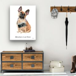 Adventure is out there French Bulldog dog canvas print illustration. Pre-stretched wall art ready to hang 12 adventure is out there portrait canvas french bulldog 30x40 hall