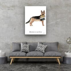 Adventure is out there German Shepherd dog canvas print illustration. Pre-stretched wall art ready to hang 13 adventure is out there portrait canvas german shepherd 30x40 living room