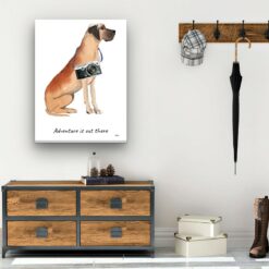 Adventure is out there Great Dane dog canvas print illustration. Pre-stretched wall art ready to hang 12 adventure is out there portrait canvas great dane 30x40 hall