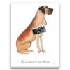 Adventure is out there Great Dane dog canvas print illustration. Pre-stretched wall art ready to hang 2 adventure is out there portrait canvas great dane print front view
