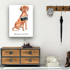 Adventure is out there Hungarian Vizsla dog canvas print illustration. Pre-stretched wall art ready to hang 12 adventure is out there portrait canvas hungarian vizsla 30x40 hall