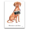 Adventure is out there Hungarian Vizsla dog canvas print illustration. Pre-stretched wall art ready to hang 1 adventure is out there portrait canvas hungarian vizsla print front view