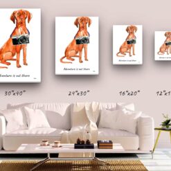 Adventure is out there Hungarian Vizsla dog canvas print illustration. Pre-stretched wall art ready to hang 9 adventure is out there portrait canvas hungarian vizsla size comparison