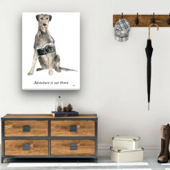 Adventure is out there Irish Wolf Hound dog canvas print illustration. Pre-stretched wall art ready to hang 12 adventure is out there portrait canvas irish wolf hound 30x40 hall