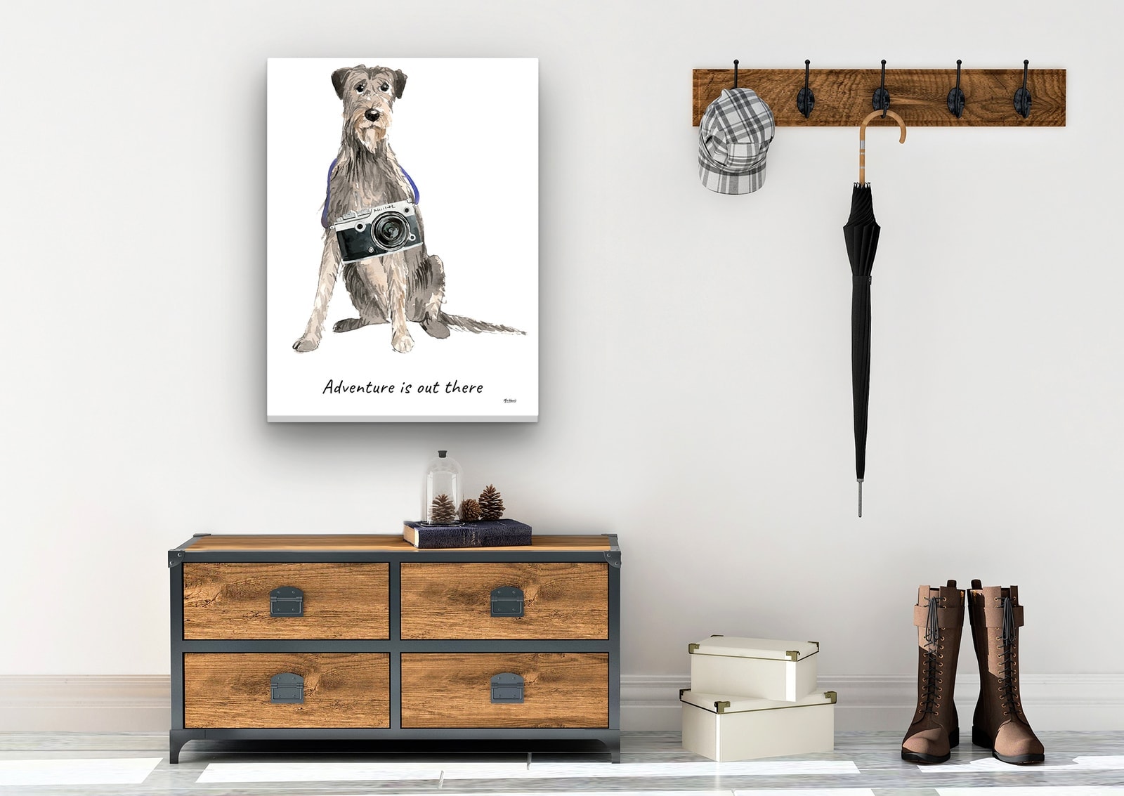 Adventure is out there Irish Wolf Hound dog canvas print illustration. Pre-stretched wall art ready to hang 7 Adventure is out there Irish Wolf Hound dog canvas print illustration. Pre-stretched wall art ready to hang - Image 5