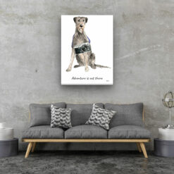 Adventure is out there Irish Wolf Hound dog canvas print illustration. Pre-stretched wall art ready to hang 13 adventure is out there portrait canvas irish wolf hound 30x40 living room