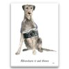 Adventure is out there Irish Wolf Hound dog canvas print illustration. Pre-stretched wall art ready to hang 1 adventure is out there portrait canvas irish wolf hound print front view