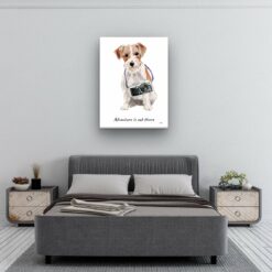 Adventure is out there Jack Russell dog canvas print illustration. Pre-stretched wall art ready to hang 11 adventure is out there portrait canvas jack russel 30x40 bedroom