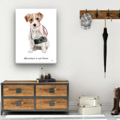 Adventure is out there Jack Russell dog canvas print illustration. Pre-stretched wall art ready to hang 12 adventure is out there portrait canvas jack russel 30x40 hall
