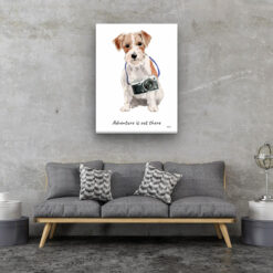 Adventure is out there Jack Russell dog canvas print illustration. Pre-stretched wall art ready to hang 13 adventure is out there portrait canvas jack russel 30x40 living room