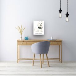 Adventure is out there Japanese Spitz dog canvas print illustration. Pre-stretched wall art ready to hang 10 adventure is out there portrait canvas japanese spitz 12x16 office