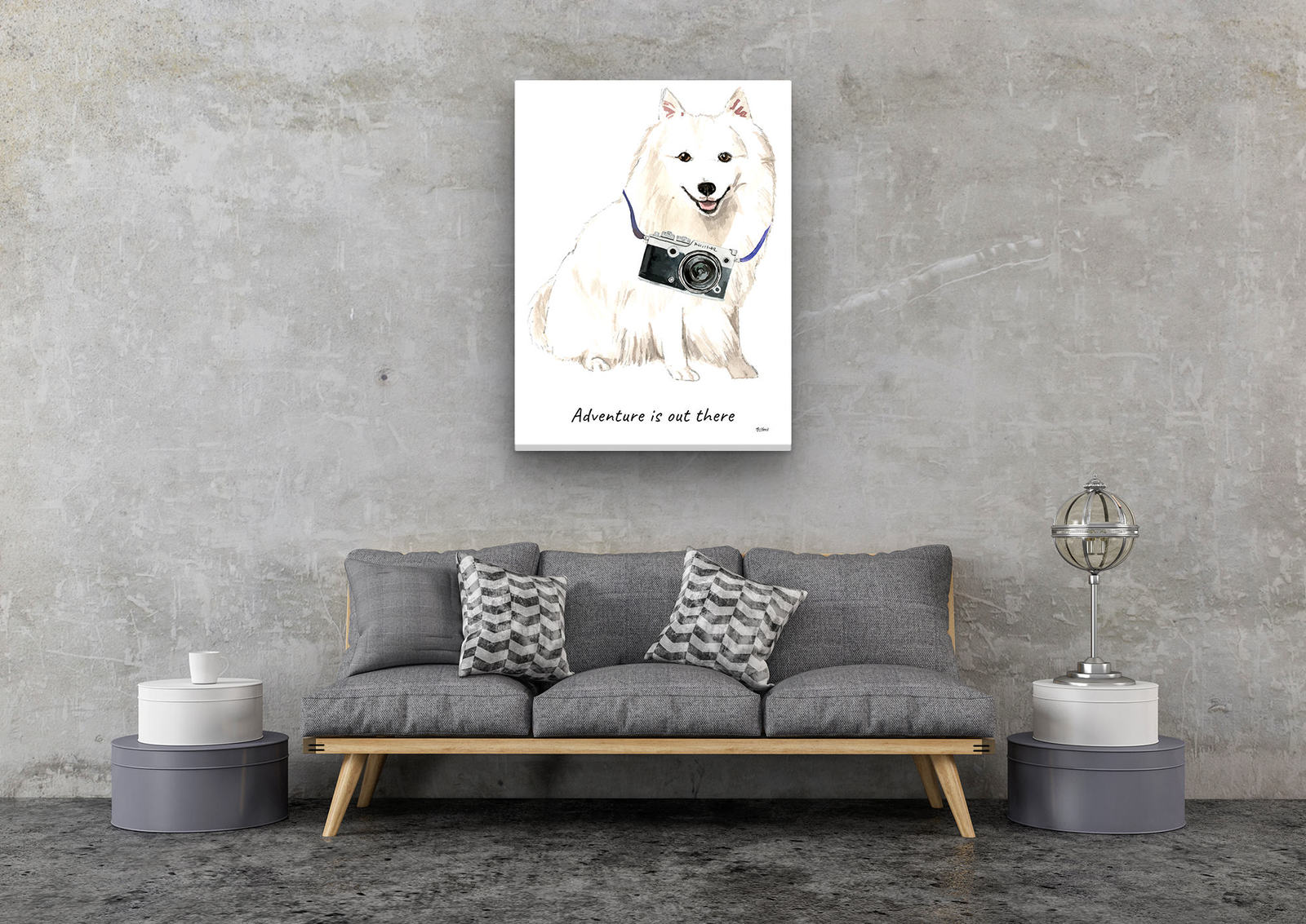 Adventure is out there Japanese Spitz dog canvas print illustration. Pre-stretched wall art ready to hang 8 Adventure is out there Japanese Spitz dog canvas print illustration. Pre-stretched wall art ready to hang - Image 6
