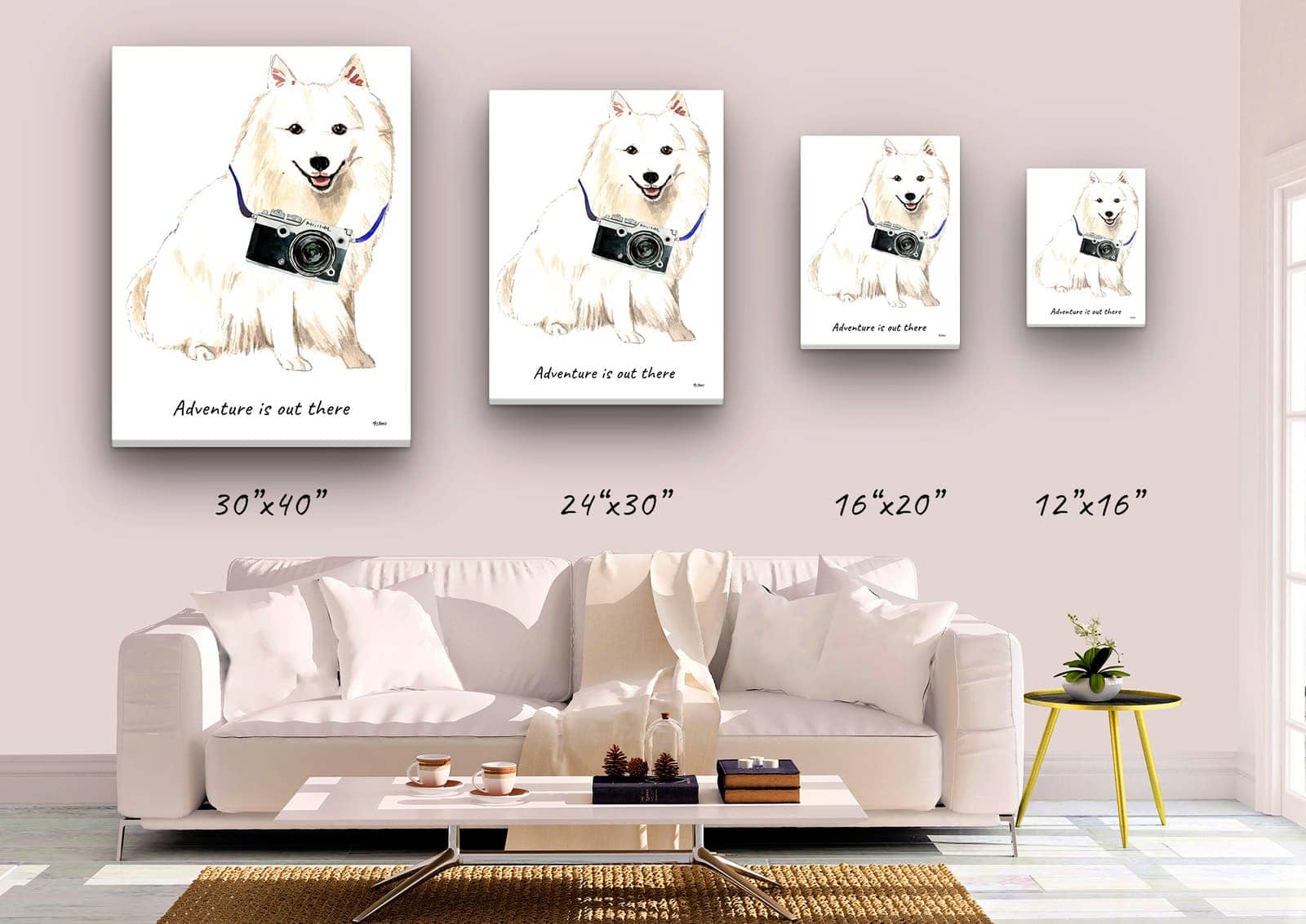 Adventure is out there Japanese Spitz dog canvas print illustration. Pre-stretched wall art ready to hang 4 Adventure is out there Japanese Spitz dog canvas print illustration. Pre-stretched wall art ready to hang - Image 2