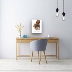 Adventure is out there Labradoodle dog canvas print illustration. Pre-stretched wall art ready to hang 10 adventure is out there portrait canvas labradoodle 12x16 office