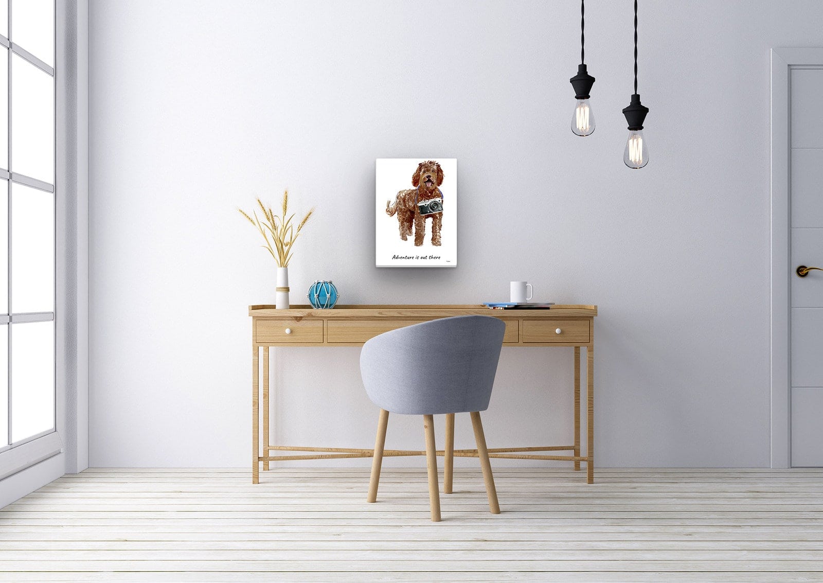 Adventure is out there Labradoodle dog canvas print illustration. Pre-stretched wall art ready to hang 5 Adventure is out there Labradoodle dog canvas print illustration. Pre-stretched wall art ready to hang - Image 3