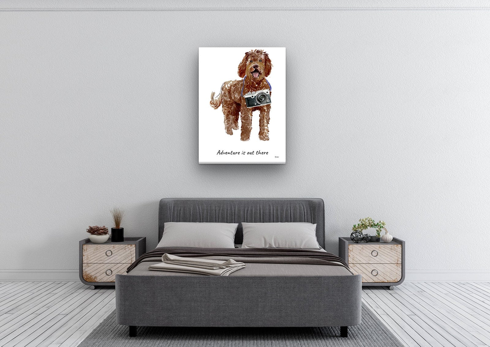 Adventure is out there Labradoodle dog canvas print illustration. Pre-stretched wall art ready to hang 6 Adventure is out there Labradoodle dog canvas print illustration. Pre-stretched wall art ready to hang - Image 4