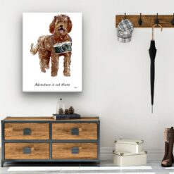 Adventure is out there Labradoodle dog canvas print illustration. Pre-stretched wall art ready to hang 12 adventure is out there portrait canvas labradoodle 30x40 hall