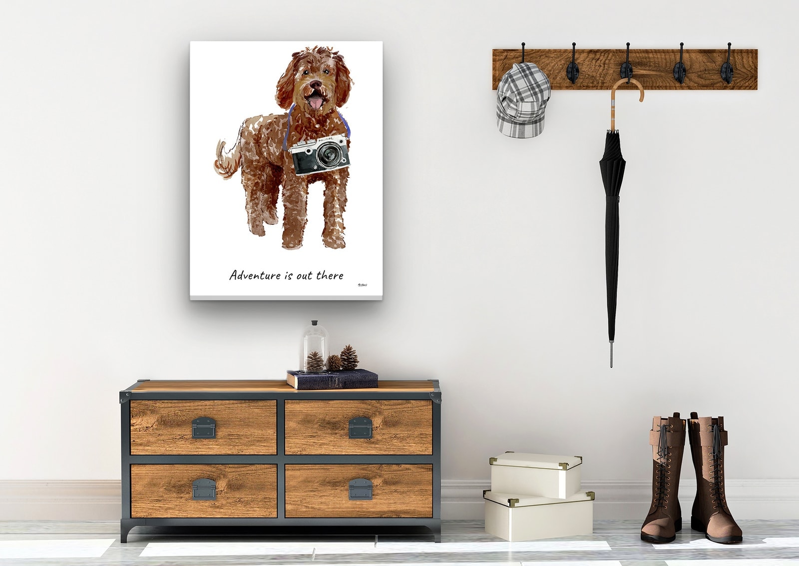 Adventure is out there Labradoodle dog canvas print illustration. Pre-stretched wall art ready to hang 7 Adventure is out there Labradoodle dog canvas print illustration. Pre-stretched wall art ready to hang - Image 5