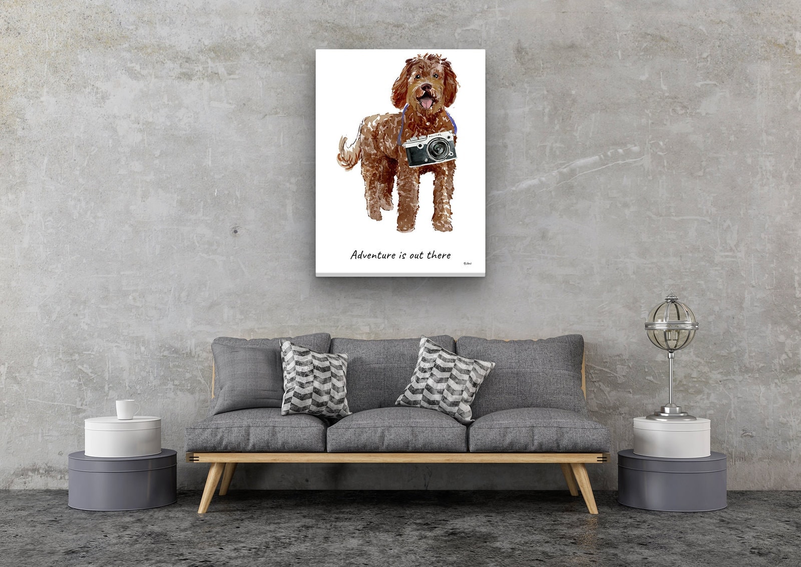 Adventure is out there Labradoodle dog canvas print illustration. Pre-stretched wall art ready to hang 8 Adventure is out there Labradoodle dog canvas print illustration. Pre-stretched wall art ready to hang - Image 6