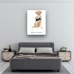 Adventure is out there Labrador retriever dog canvas print illustration. Pre-stretched wall art ready to hang 11 adventure is out there portrait canvas labrador retriever 30x40 bedroom