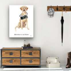 Adventure is out there Labrador retriever dog canvas print illustration. Pre-stretched wall art ready to hang 12 adventure is out there portrait canvas labrador retriever 30x40 hall