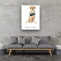 Adventure is out there Labrador retriever dog canvas print illustration. Pre-stretched wall art ready to hang 13 adventure is out there portrait canvas labrador retriever 30x40 living room