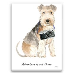 Adventure is out there Lakeland Terrier dog canvas print illustration. Pre-stretched wall art ready to hang