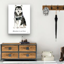 Adventure is out there Malamute dog canvas print illustration. Pre-stretched wall art ready to hang 12 adventure is out there portrait canvas malamute 30x40 hall