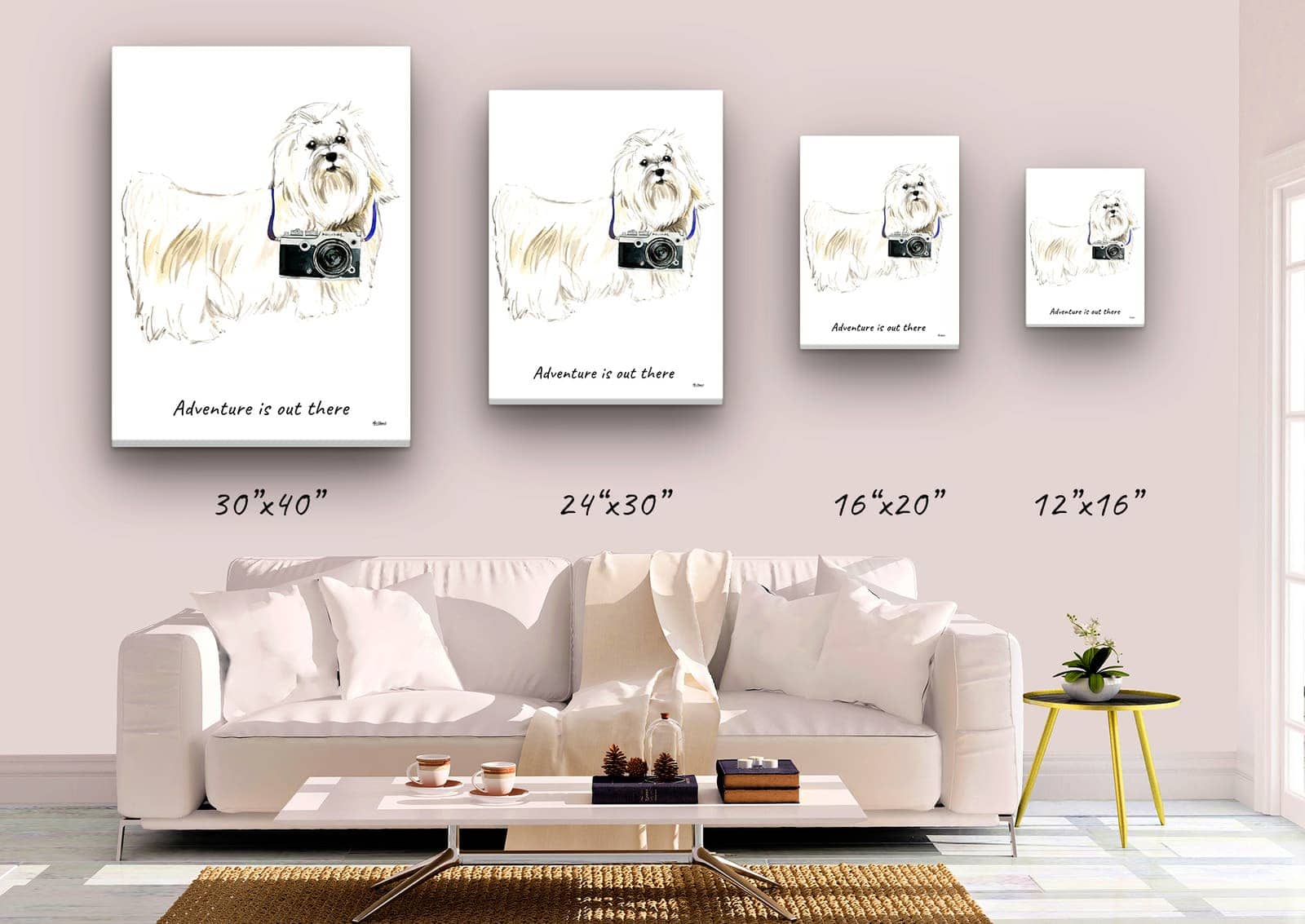 Adventure is out there Maltese dog canvas print illustration. Pre-stretched wall art ready to hang 4 Adventure is out there Maltese dog canvas print illustration. Pre-stretched wall art ready to hang - Image 2