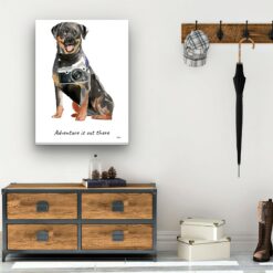 Adventure is out there Rottweiler dog canvas print illustration. Pre-stretched wall art ready to hang 12 adventure is out there portrait canvas rottweiler 30x40 hall