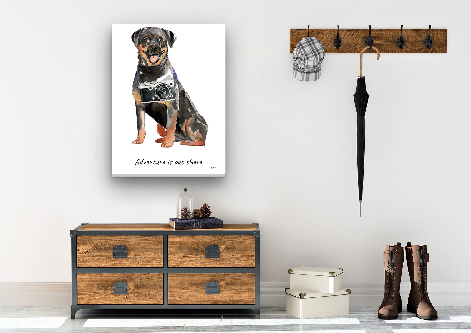 Adventure is out there Rottweiler dog canvas print illustration. Pre-stretched wall art ready to hang 7 Adventure is out there Rottweiler dog canvas print illustration. Pre-stretched wall art ready to hang - Image 5