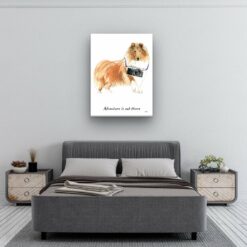 Adventure is out there Rough Collie dog canvas print illustration. Pre-stretched wall art ready to hang 11 adventure is out there portrait canvas rough collie 30x40 bedroom