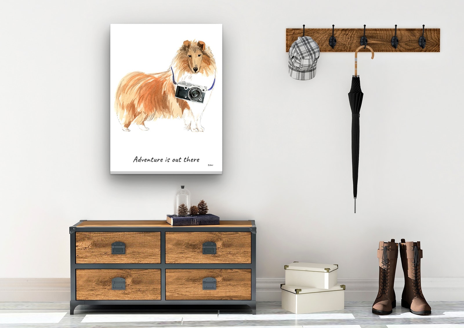 Adventure is out there Rough Collie dog canvas print illustration. Pre-stretched wall art ready to hang 7 Adventure is out there Rough Collie dog canvas print illustration. Pre-stretched wall art ready to hang - Image 5
