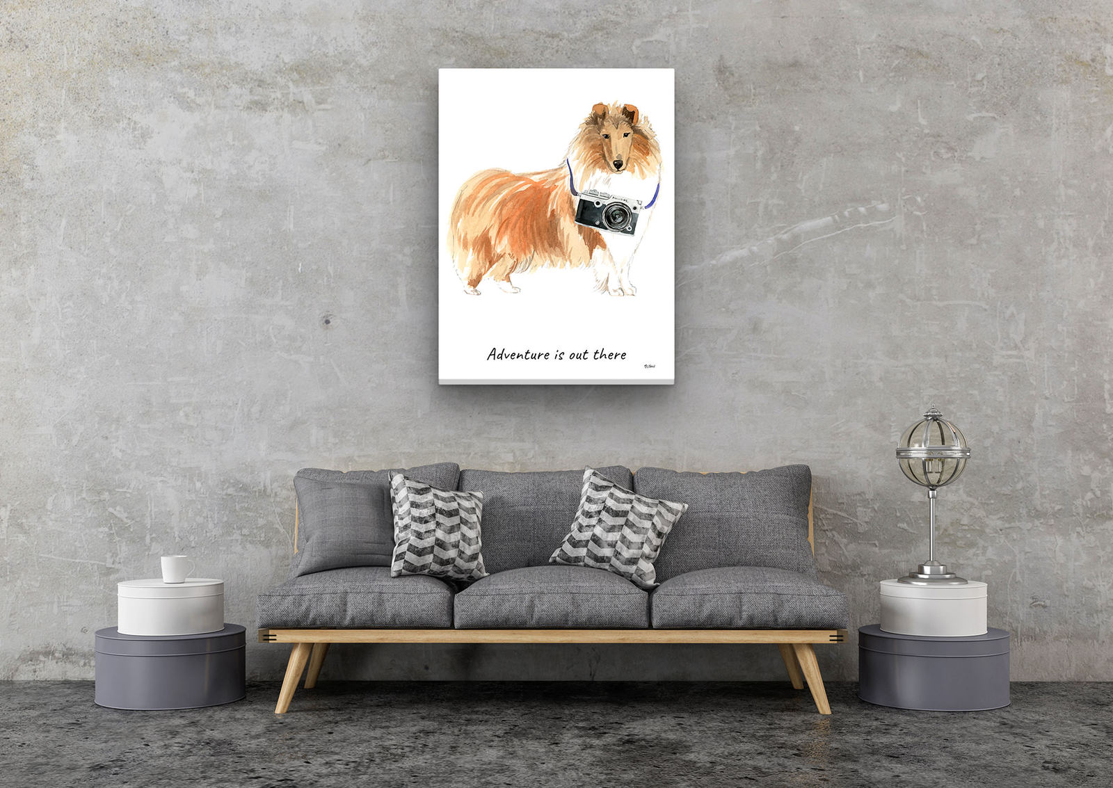 Adventure is out there Rough Collie dog canvas print illustration. Pre-stretched wall art ready to hang 8 Adventure is out there Rough Collie dog canvas print illustration. Pre-stretched wall art ready to hang - Image 6