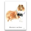 Adventure is out there Rough Collie dog canvas print illustration. Pre-stretched wall art ready to hang 2 adventure is out there portrait canvas rough collie print front view
