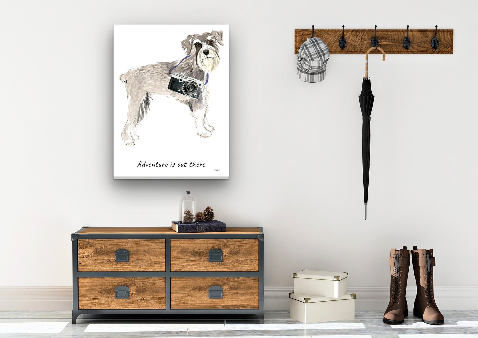 Adventure is out there Schnauzer dog canvas print illustration. Pre-stretched wall art ready to hang 7 Adventure is out there Schnauzer dog canvas print illustration. Pre-stretched wall art ready to hang - Image 5
