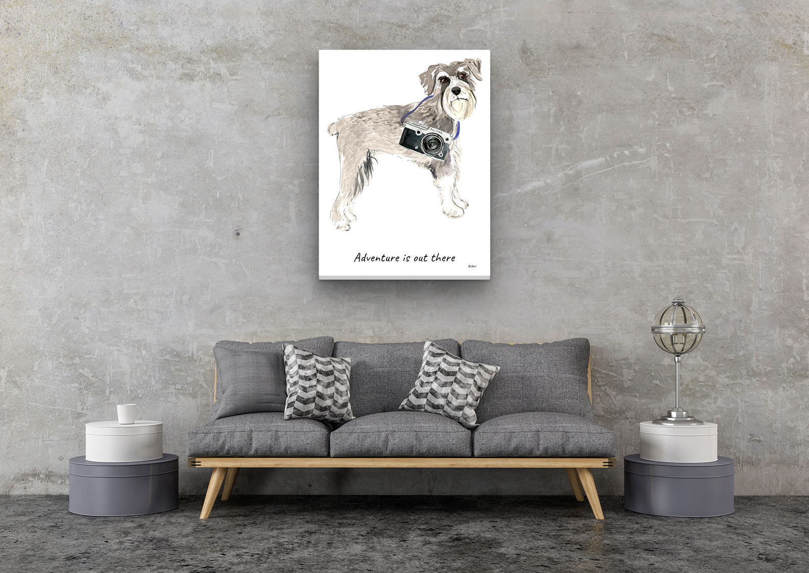 Adventure is out there Schnauzer dog canvas print illustration. Pre-stretched wall art ready to hang 8 Adventure is out there Schnauzer dog canvas print illustration. Pre-stretched wall art ready to hang - Image 6