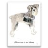 Adventure is out there Schnauzer dog canvas print illustration. Pre-stretched wall art ready to hang 1 adventure is out there portrait canvas schnauzer print front view