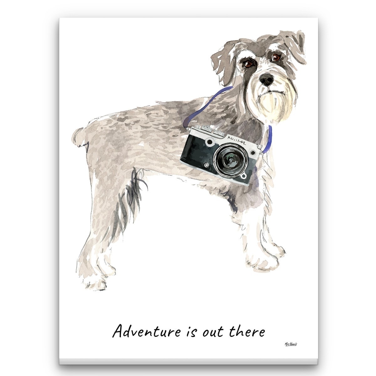 Adventure is out there Schnauzer dog canvas print illustration. Pre-stretched wall art ready to hang 3 Adventure is out there Schnauzer dog canvas print illustration. Pre-stretched wall art ready to hang
